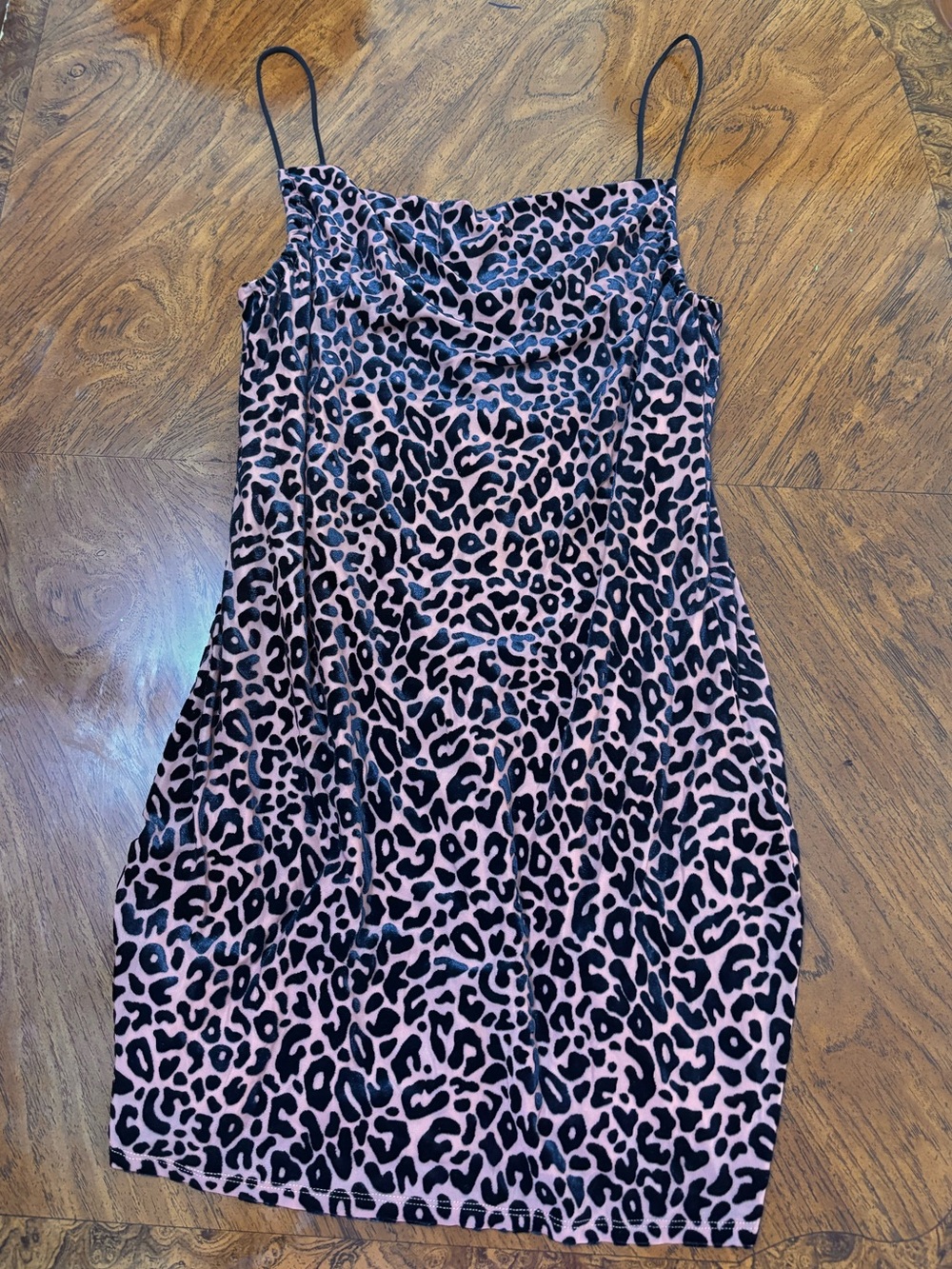 Altar’d State Leopard Cowl neck velvet mini dress size medium